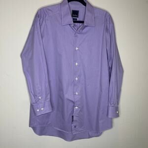David Donahue Purple Check Dress Shirt Sz 17 1/2 34/35